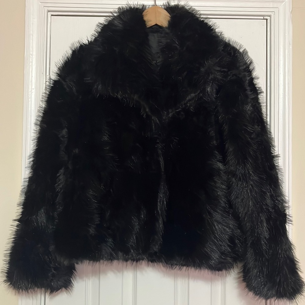 Women’s black faux fur coat